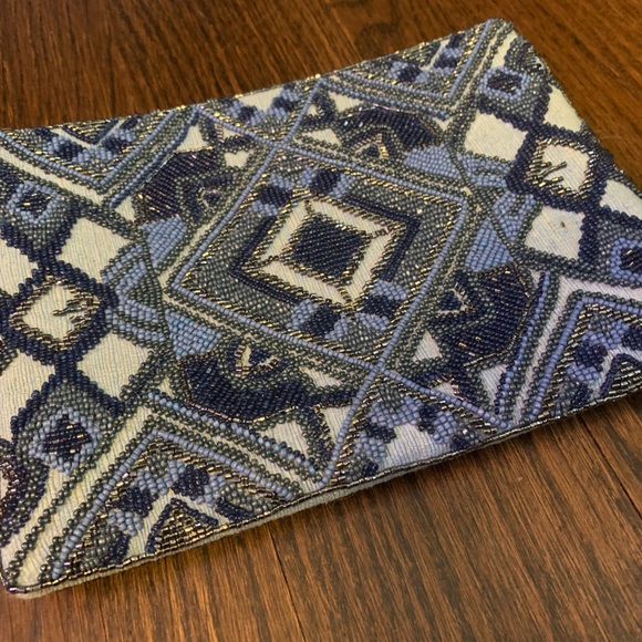 Very good condition Mary Frances Blue Sequin Clutch Wristlet - Picture 3 of 6